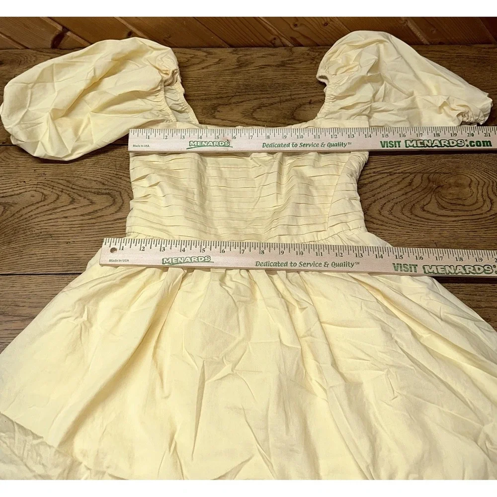 Abercrombie Fitch Emerson Yellow‎ Poplin Puff Sleeve Mini Milkmaid Dress Women S